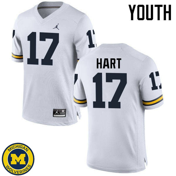 Youth Michigan Wolverines #17 Will Hart White Football Jersey